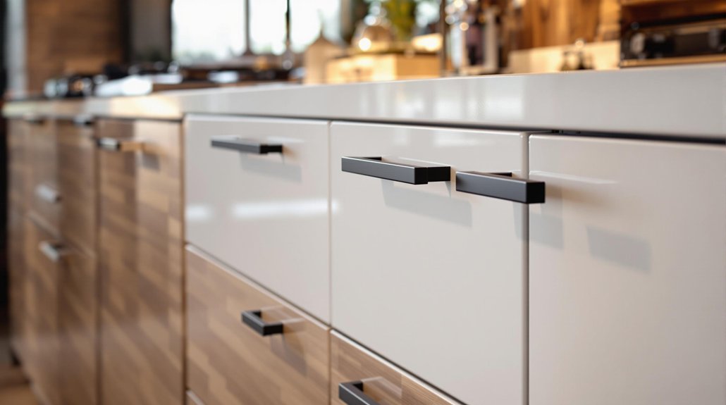 sleek black kitchen handles