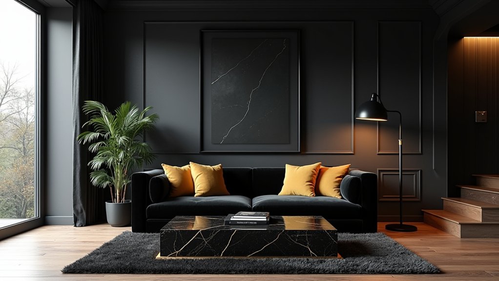 sleek black living room designs