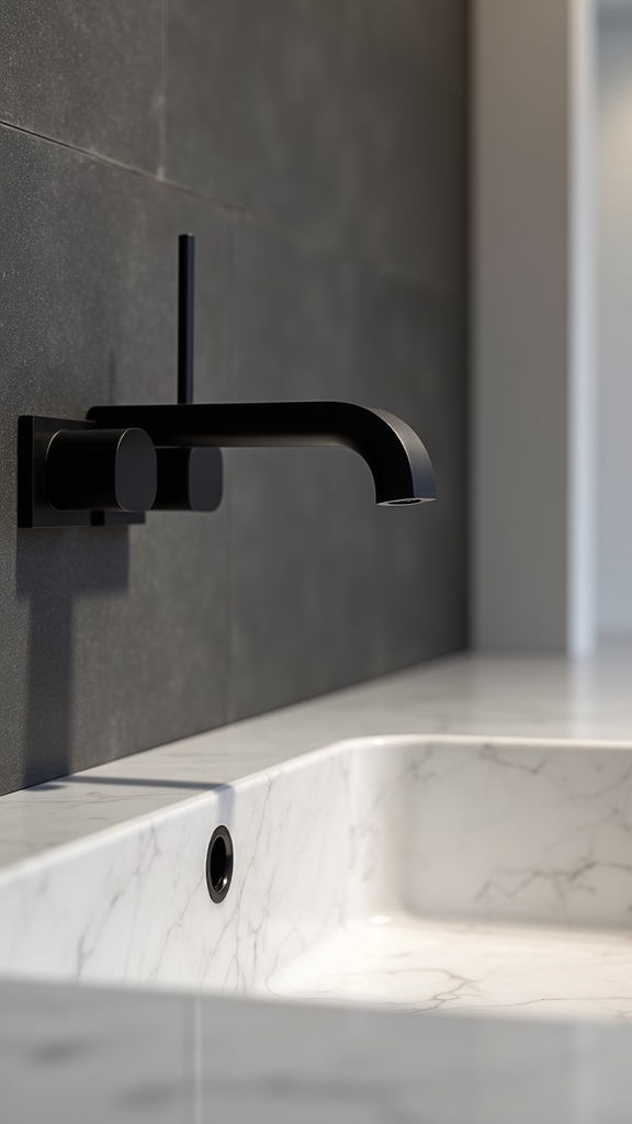 sleek black wall mounted faucets