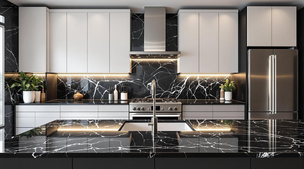 sleek elegant black kitchens