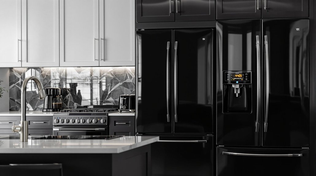 sleek integrated black appliances