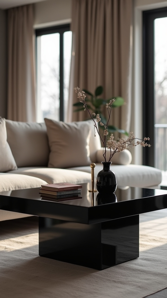 sleek minimalist black tables
