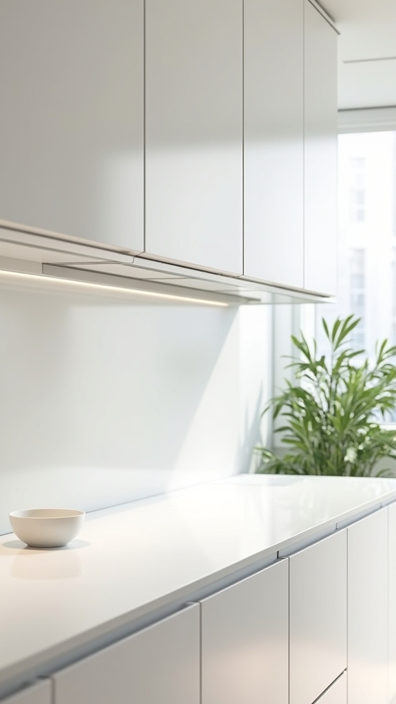 sleek minimalist handleless cabinets