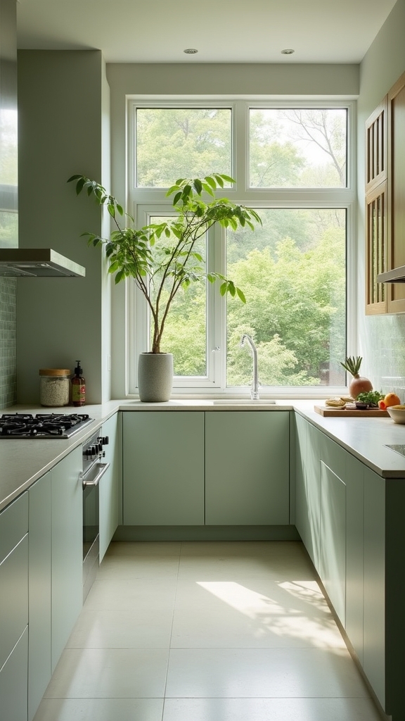 sleek sage green kitchens