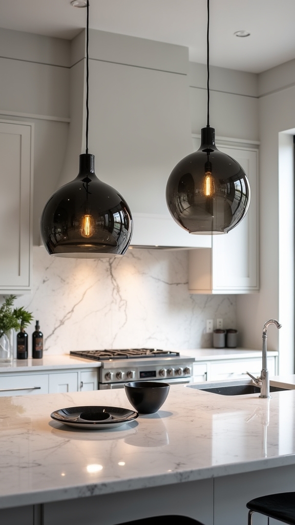 sleek smoked glass pendant