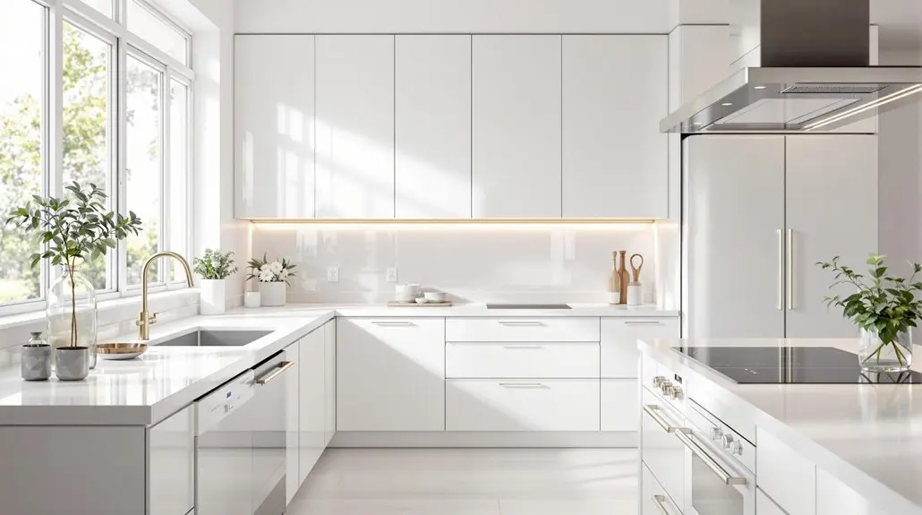 sleek white kitchen appliances