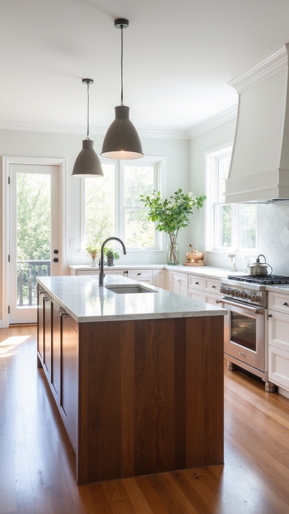 sleek white walnut kitchen