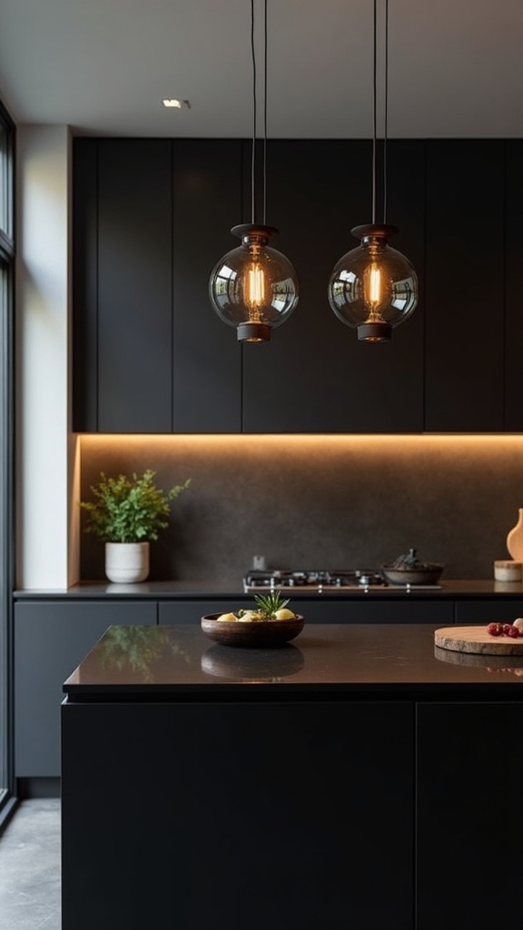 smoked glass black pendants