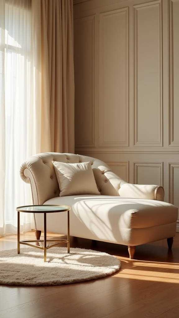 soft beige chaise lounge elegance