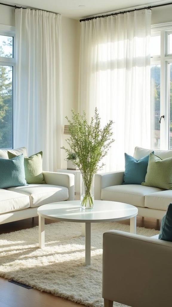 soft greens and blues