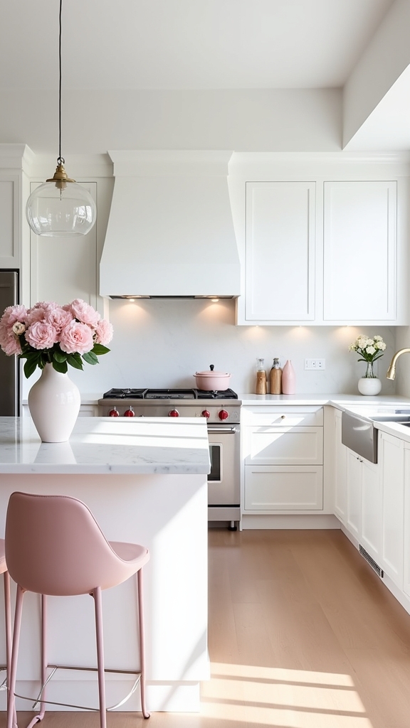 soft pink kitchen accents
