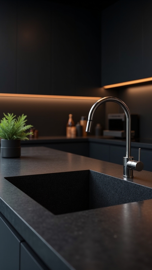 sophisticated black granite sink