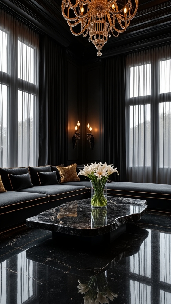 sophisticated black interior design