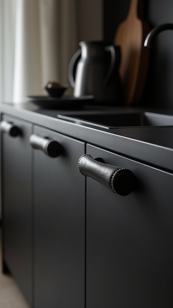 sophisticated black leather pulls