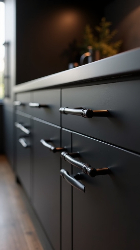 sophisticated black leather pulls