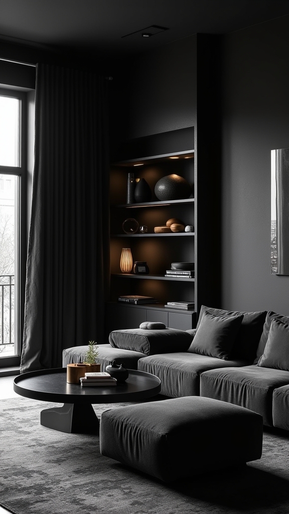 sophisticated black living room