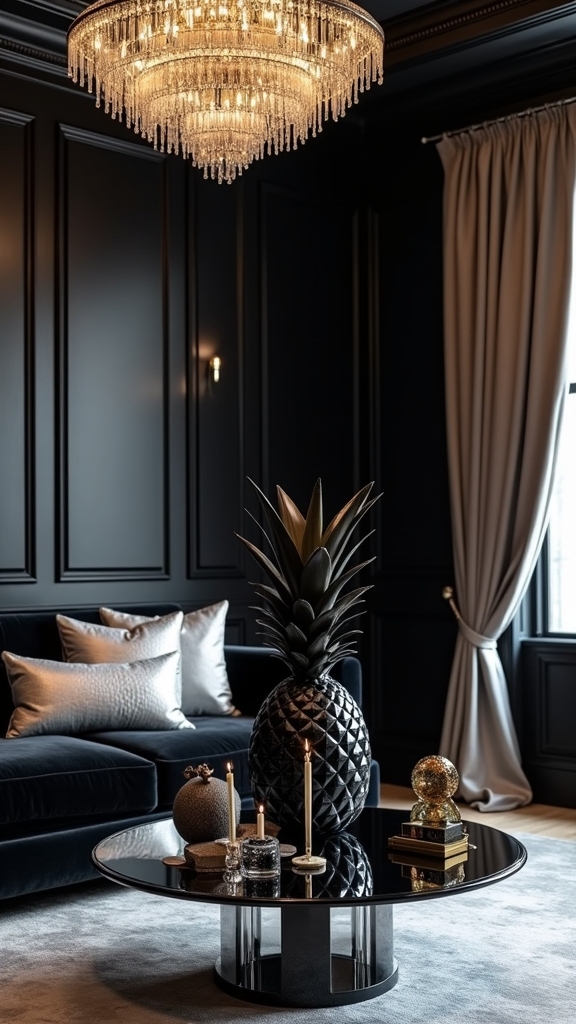sophisticated black pineapple decor