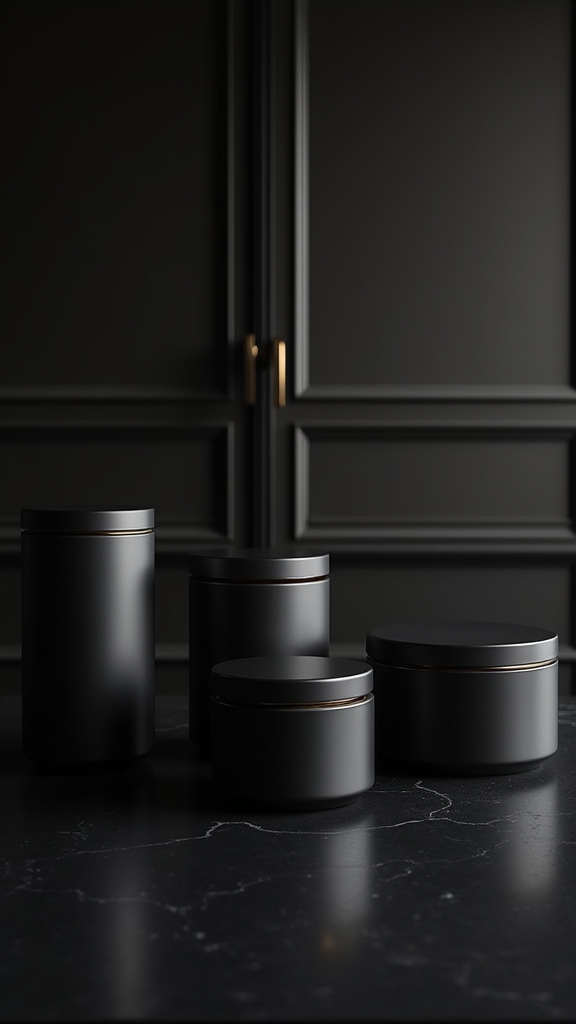sophisticated black storage jars
