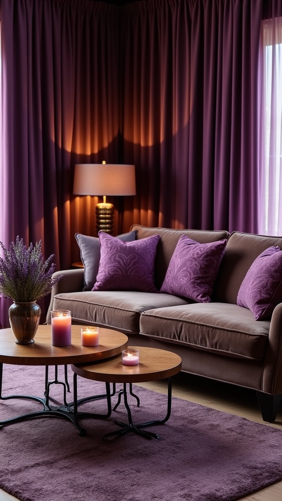 sophisticated brown and purple design