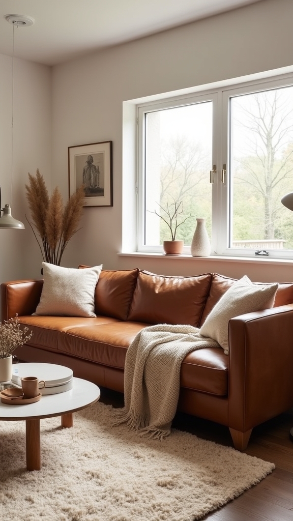 sophisticated brown leather sofa