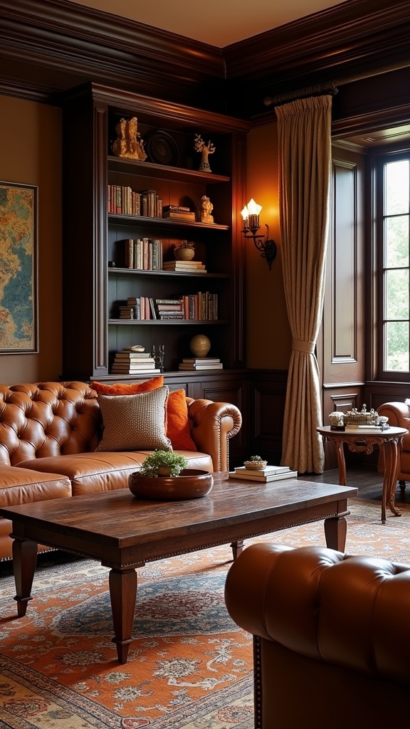 sophisticated dark brown bookshelves