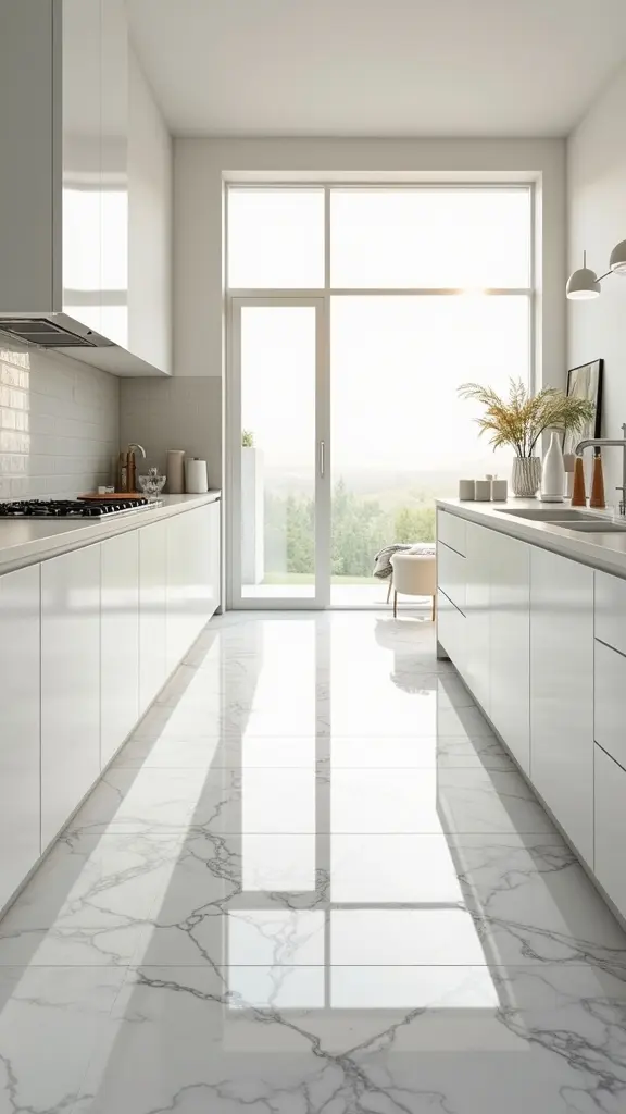 sophisticated geometric kitchen flooring