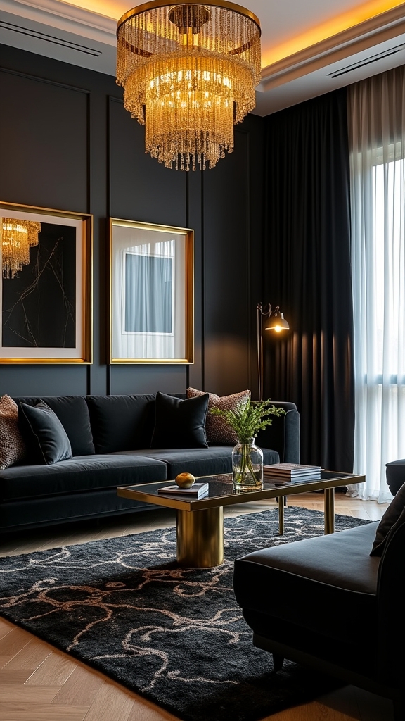 sophisticated gold accents enhance elegance