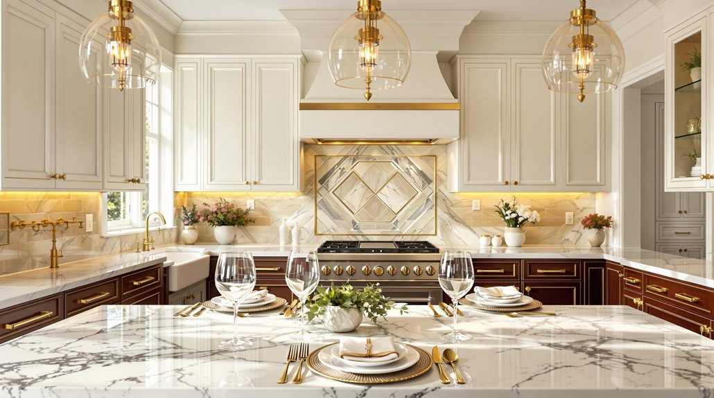 sophisticated gold kitchen designs