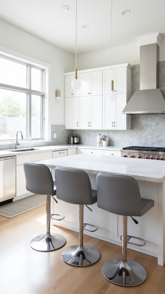 sophisticated gray kitchen stools