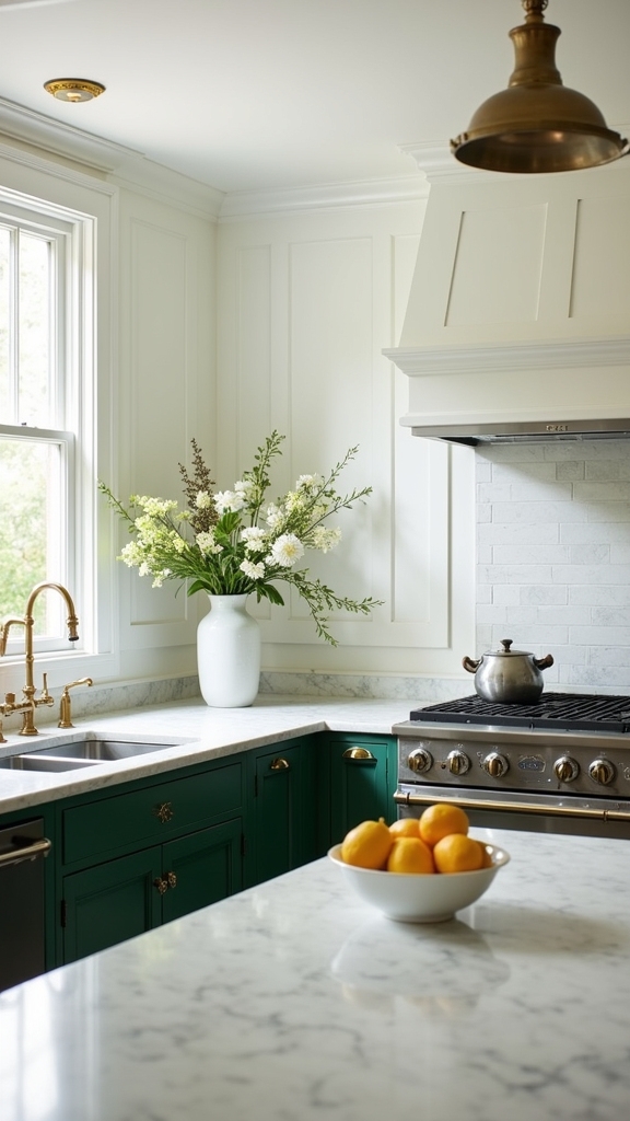 sophisticated green marble kitchen