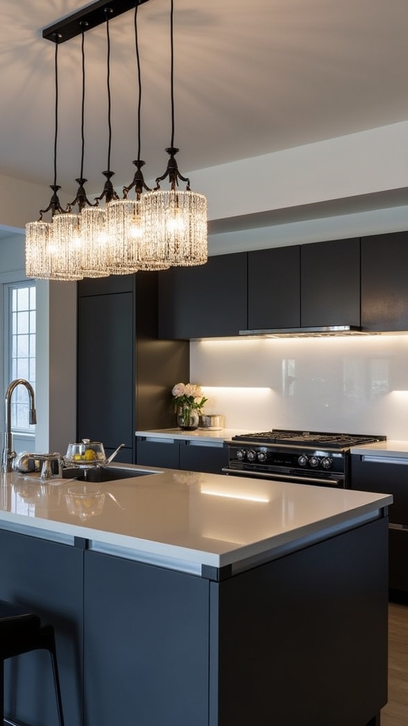 sophisticated linear crystal chandelier