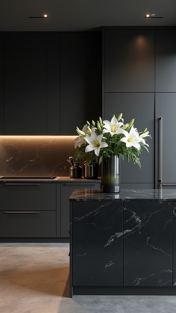 sophisticated monochromatic kitchen design