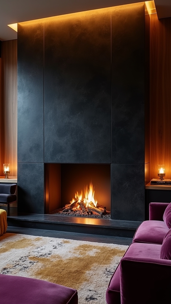 sophisticated textured fireplace design