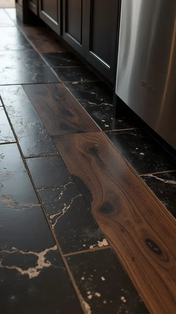 sophisticated tile and wood