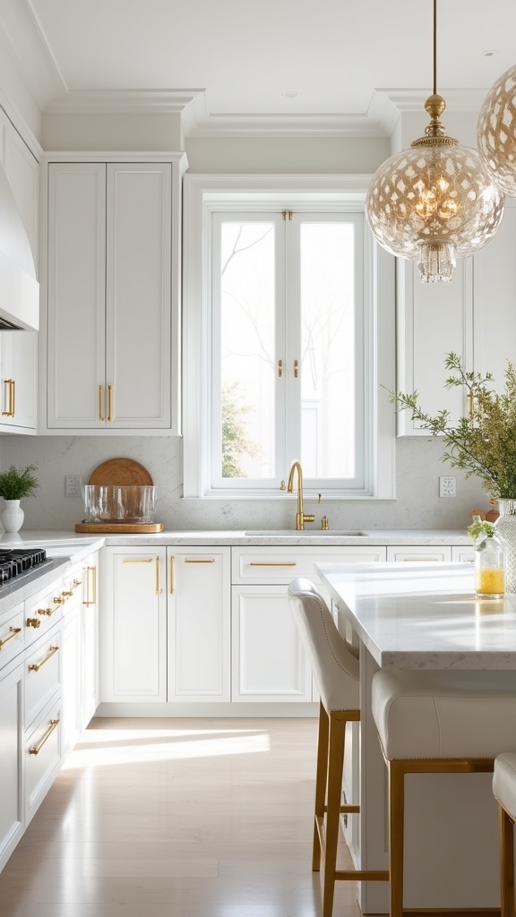 sophisticated white kitchen lighting