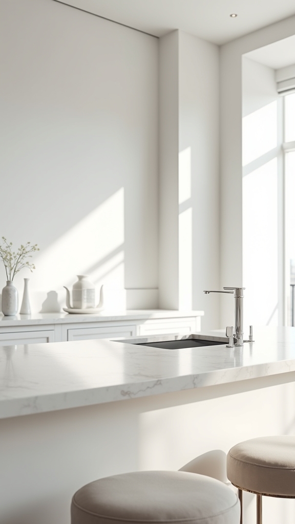 sophisticated white marble bar tops