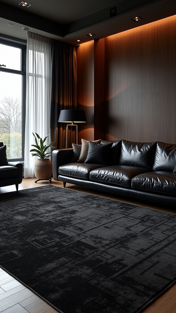 strategic lighting for black rugs