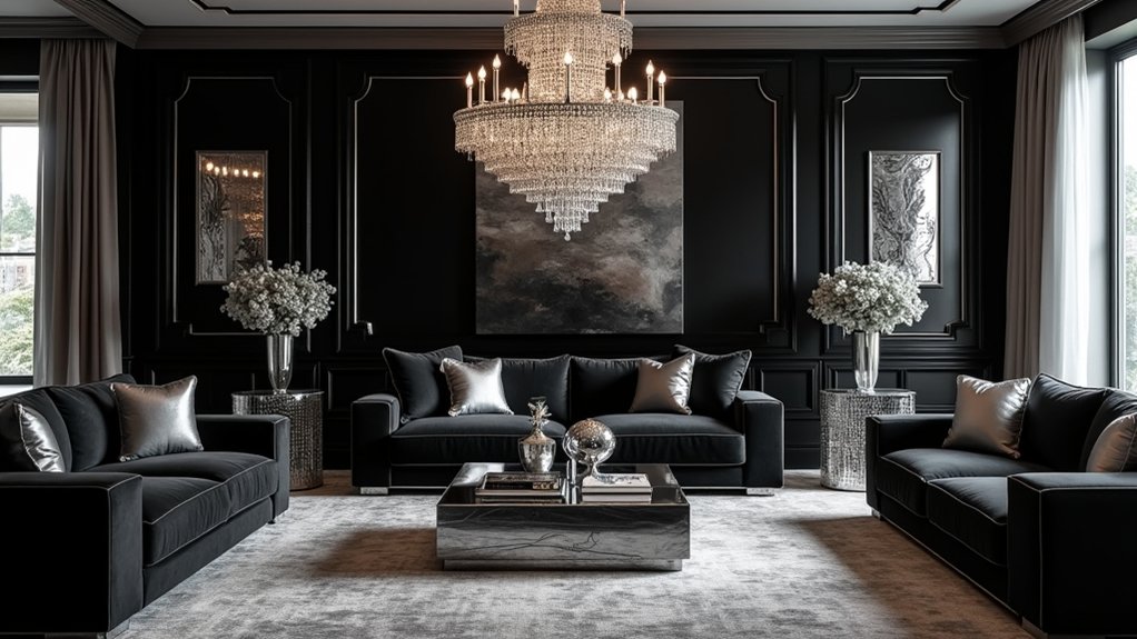 stylish black and silver decor
