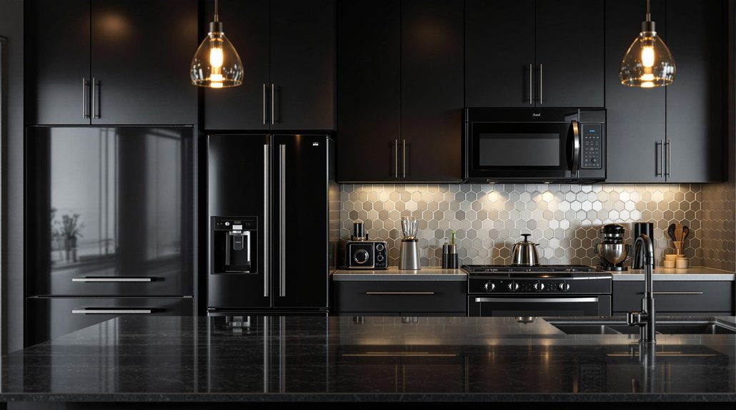 stylish black kitchen appliances