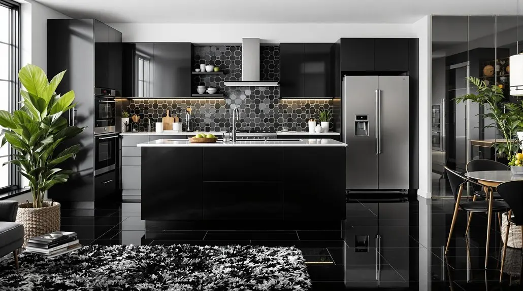 stylish black kitchen floors
