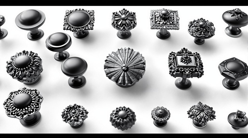 stylish black kitchen knobs