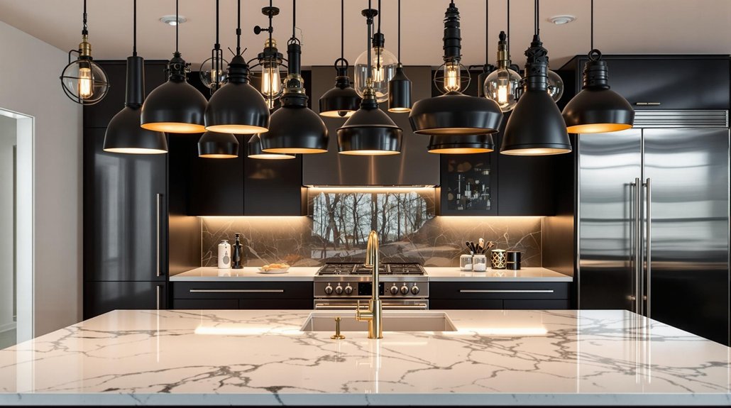 stylish black kitchen lighting