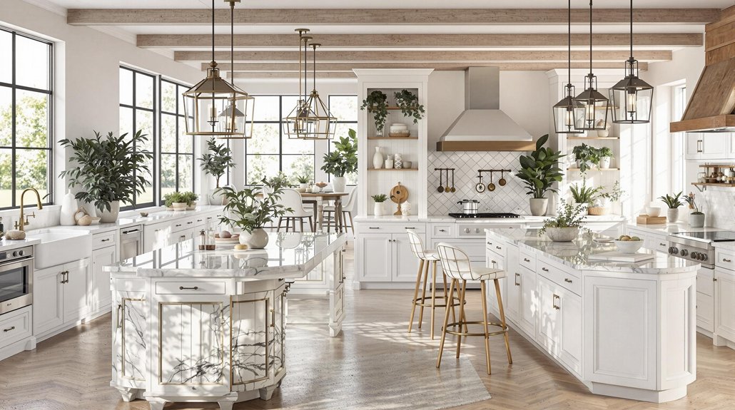stylish functional white islands