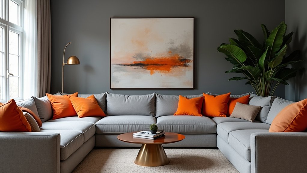 stylish grey and orange decor