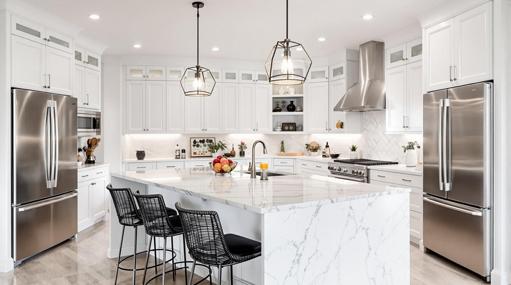 stylish white kitchen islands