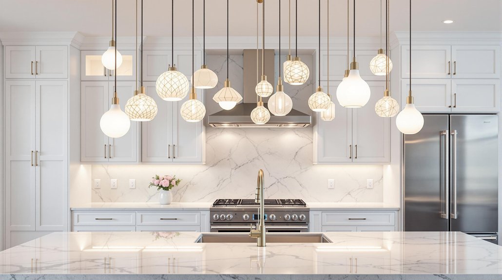 stylish white kitchen lighting