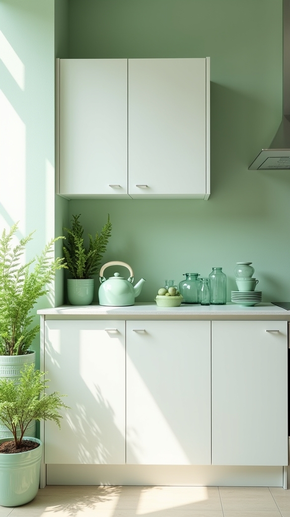 subtle green kitchen accents