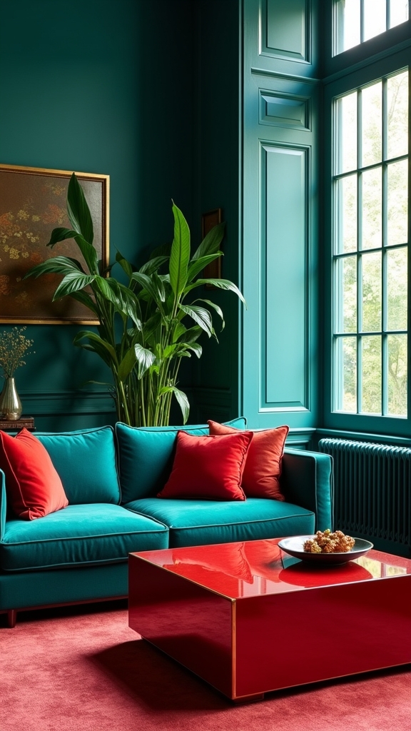 teal and red harmony