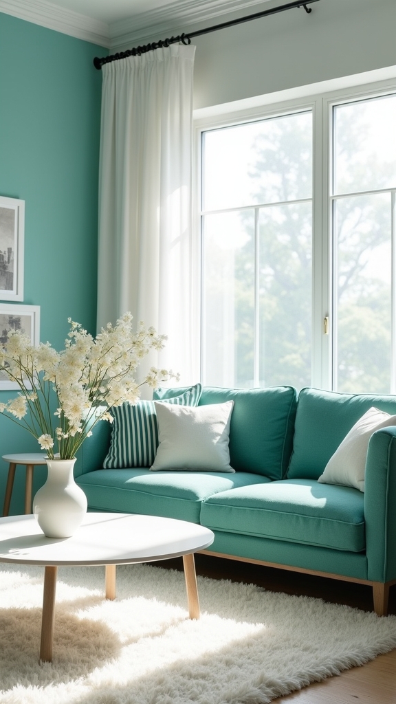 teal and white elegance