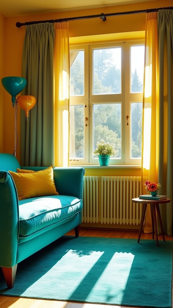 teal and yellow lighting design